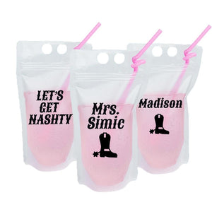 A set of three party pouches which are perfect for a Nashville bachelorette.