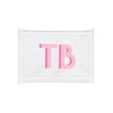 An acrylic catchall box is customized with a pink monogram.