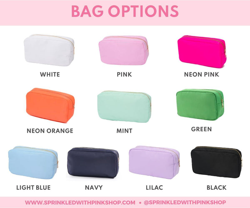 Nylon Pouch with Patches - Sprinkled With Pink #bachelorette #custom #gifts