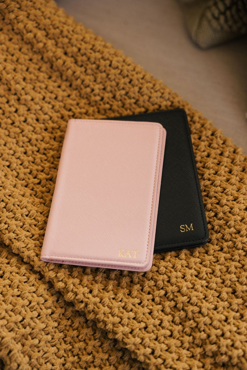 Passport Holder with Gold Foil Monogram