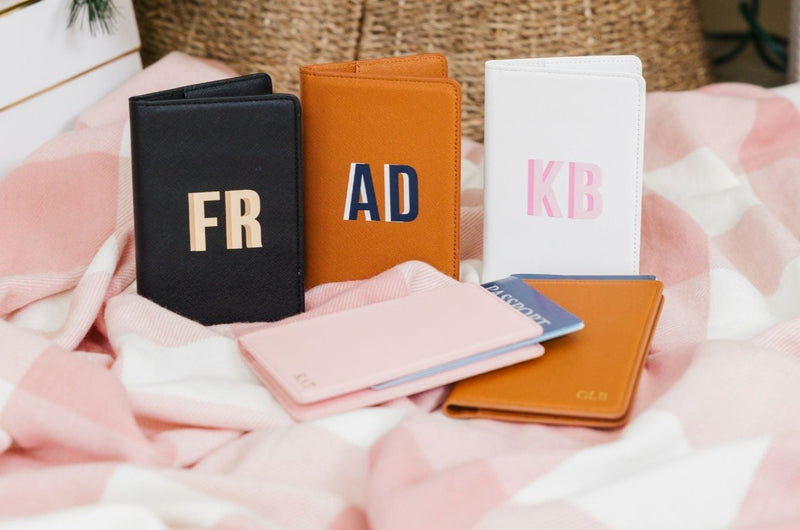 Passport Holder with Gold Foil Monogram