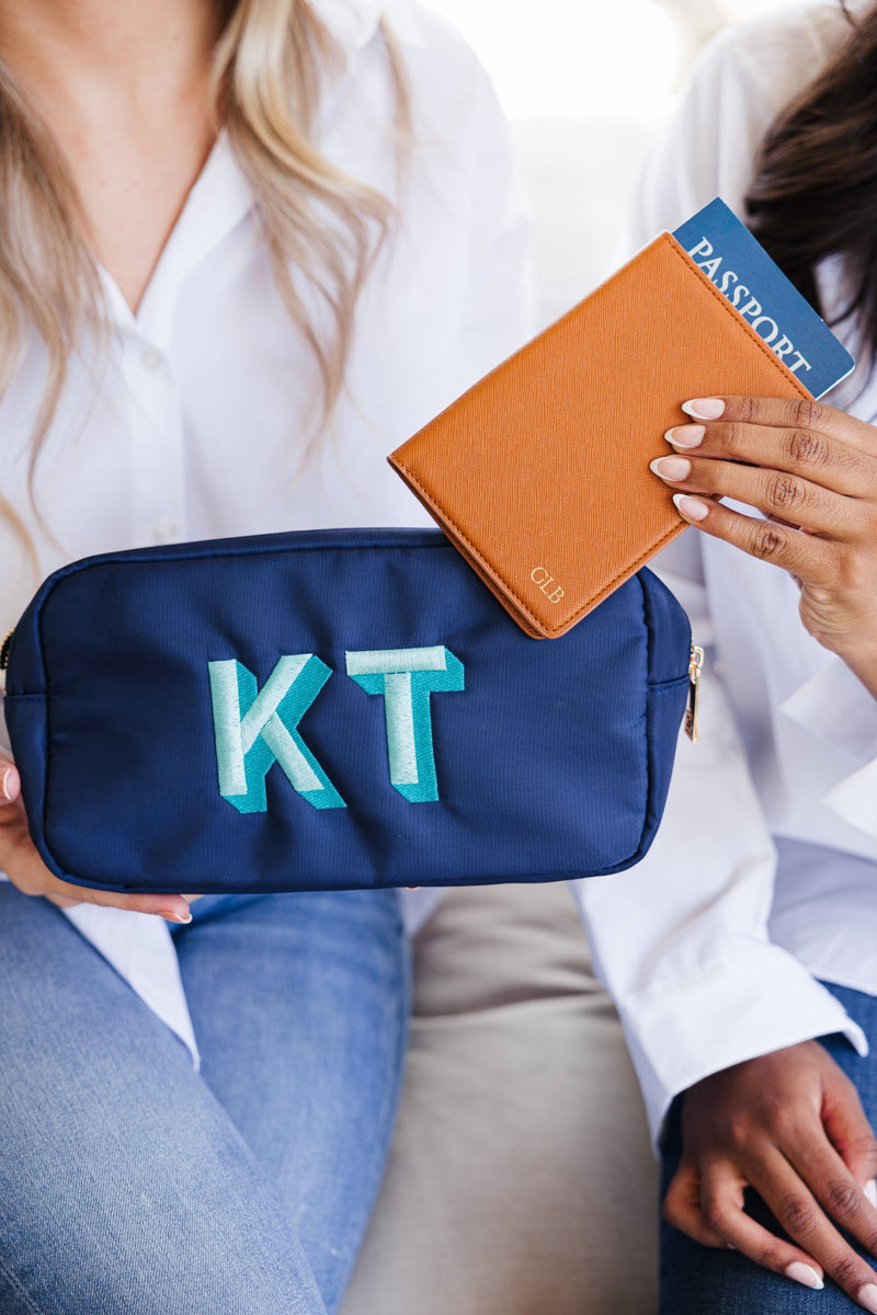 Passport Holder with Gold Foil Monogram