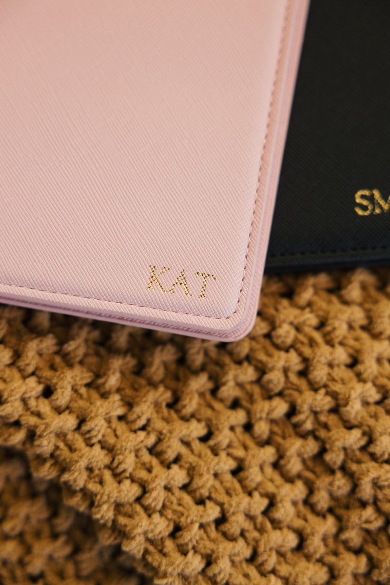 Passport Holder with Gold Foil Monogram