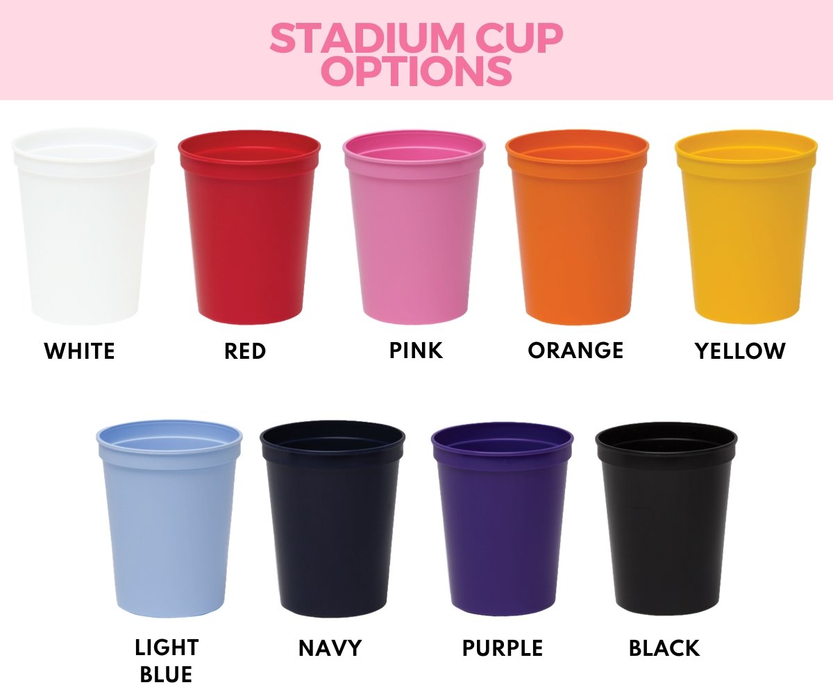 Black and white stadium cups with rainbow flags 