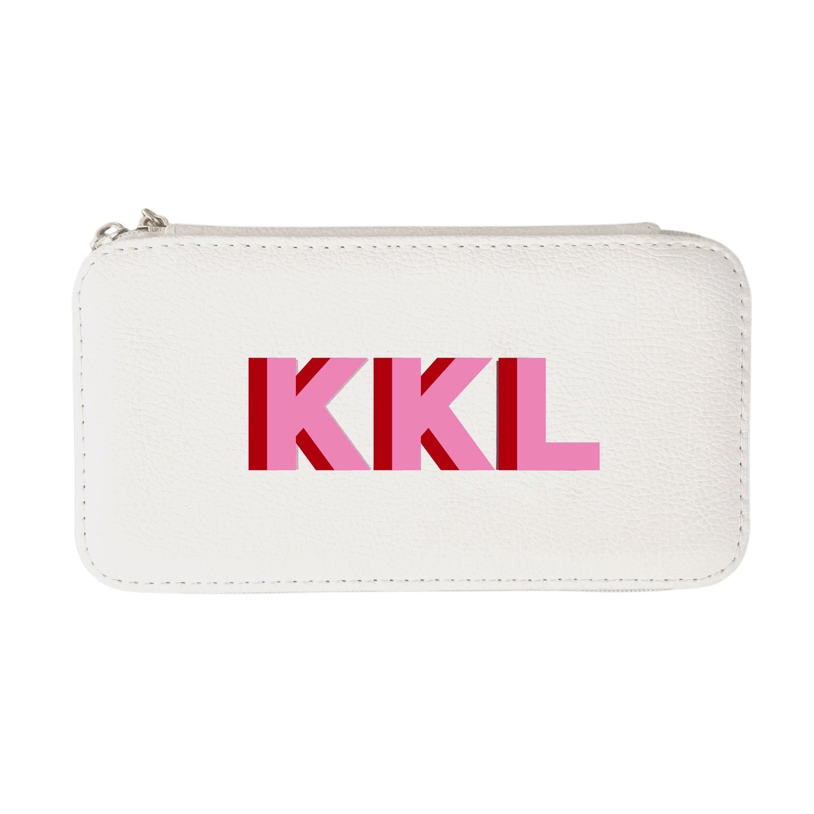 Shadow Monogram Large Travel Jewelry Case - White - Sprinkled With Pink #bachelorette #custom #gifts