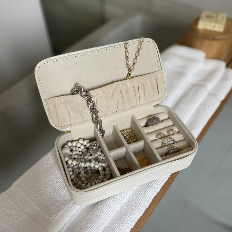 Shadow Monogram Large Travel Jewelry Case - White - Sprinkled With Pink #bachelorette #custom #gifts