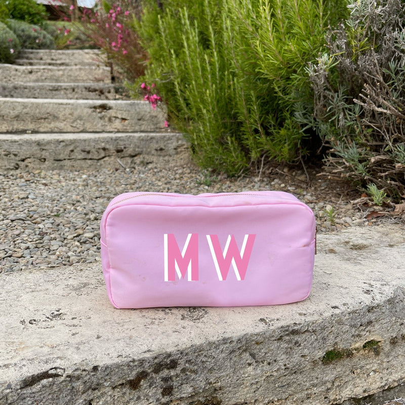 Shadow Monogram Nylon Pouch - Sprinkled With Pink #bachelorette #custom #gifts