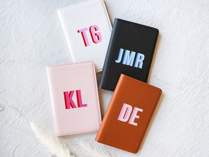 Shadow Monogram Passport Holder - Sprinkled With Pink #bachelorette #custom #gifts