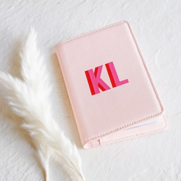 Shadow Monogram Passport Holder - Sprinkled With Pink #bachelorette #custom #gifts