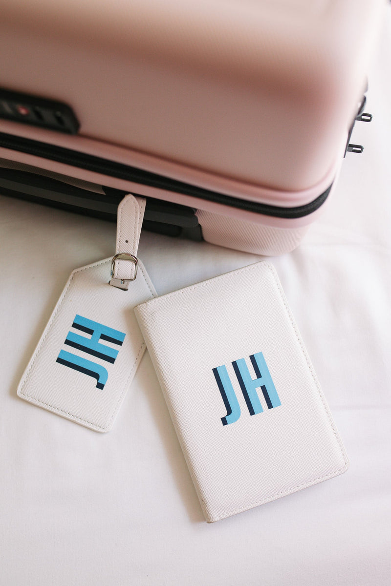 Shadow Monogram Passport Holder - White - Sprinkled With Pink #bachelorette #custom #gifts
