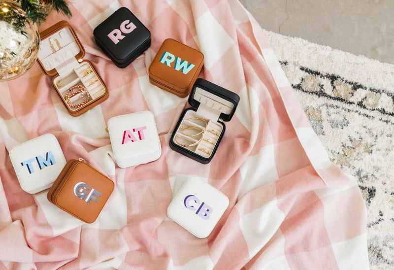 Shadow monogram travel jewelry case interior and exterior detail