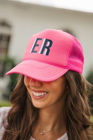 Shadow Monogram Trucker Hat - Sprinkled With Pink #bachelorette #custom #gifts