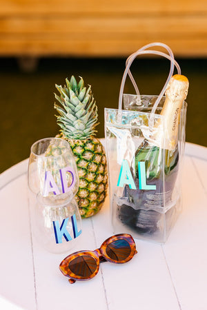 Shadow Monogram Wine Bag - Sprinkled With Pink #bachelorette #custom #gifts