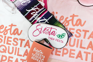Siesta then Fiesta Sleep Mask - Sprinkled With Pink #bachelorette #custom #gifts