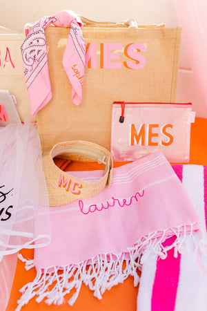 Turkish Towel, Embroidered - Sprinkled With Pink #bachelorette #custom #gifts