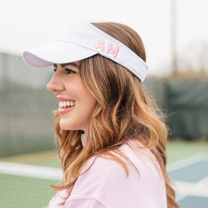 Visor, Embroidered Monogram - Sprinkled With Pink #bachelorette #custom #gifts