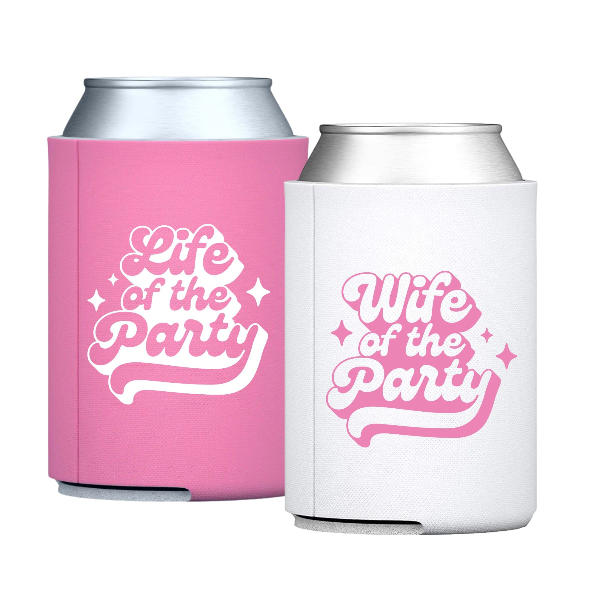 Wife of the Party / Life of the Party Can Cooler - Sprinkled With Pink #bachelorette #custom #gifts