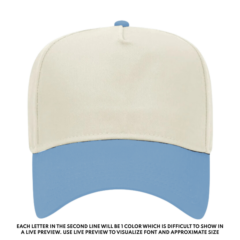 Blank Personalized Teacher Trucker Hat – @PBANDJ4THGRADE x SWP in cream front panels with baby-blue mesh brim