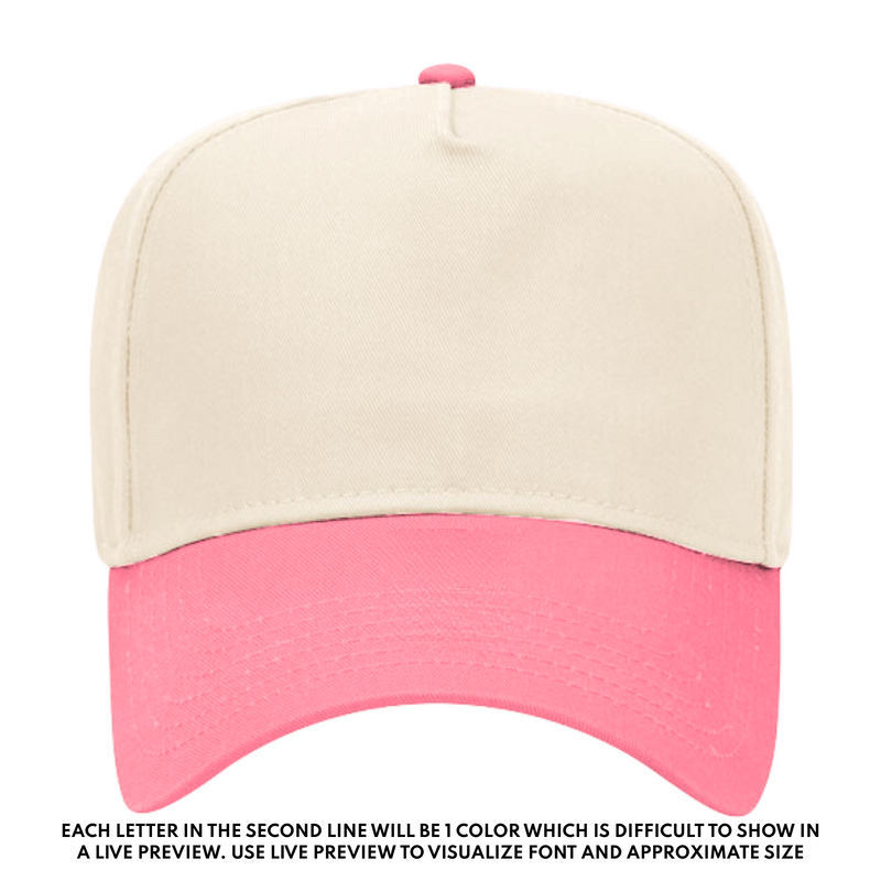 Blank Personalized Teacher Trucker Hat – @PBANDJ4THGRADE x SWP in cream front panels with hot-pink curved brim