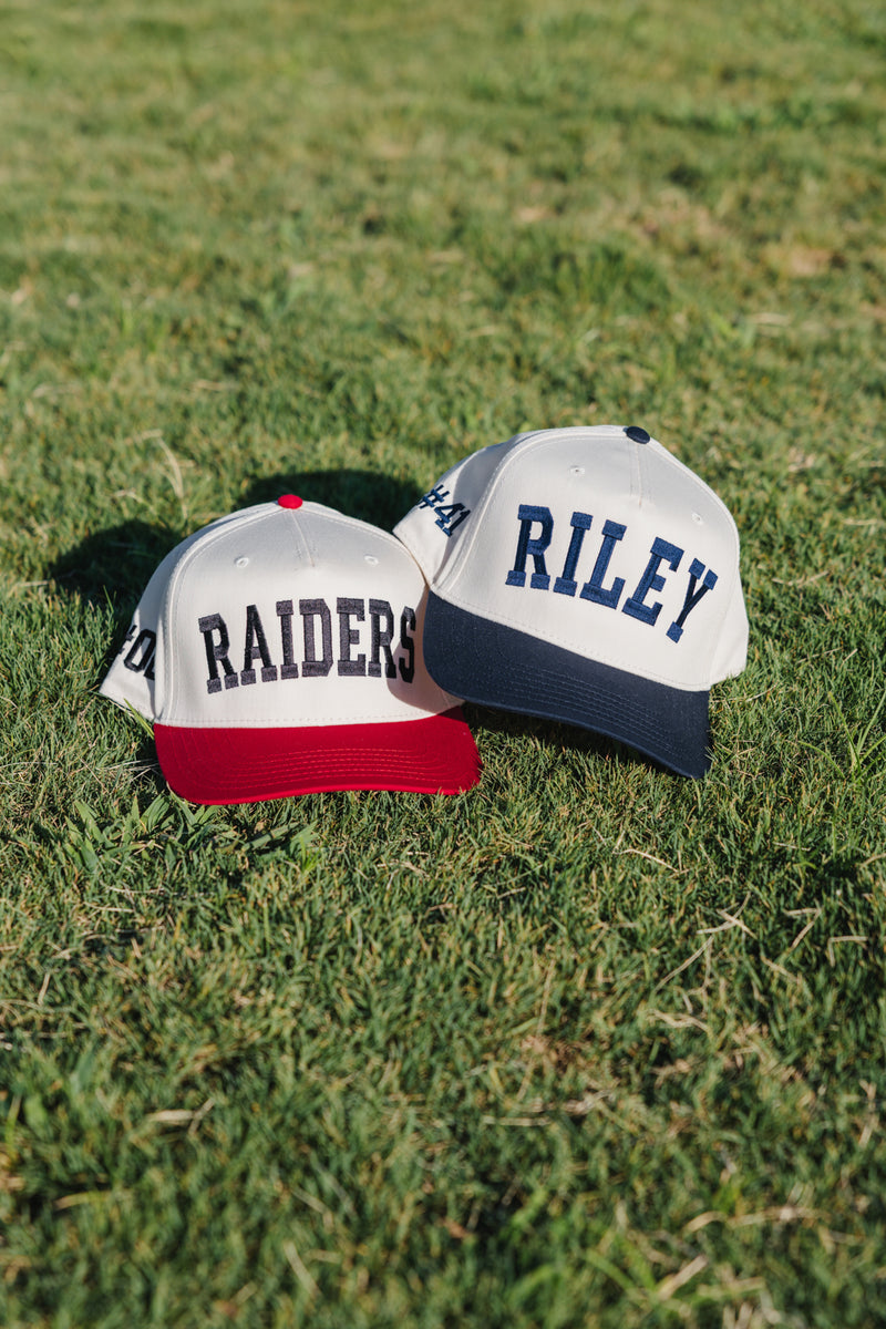 Set of personalized vintage trucker hats featuring custom names, perfect for team or bachelorette gifts.