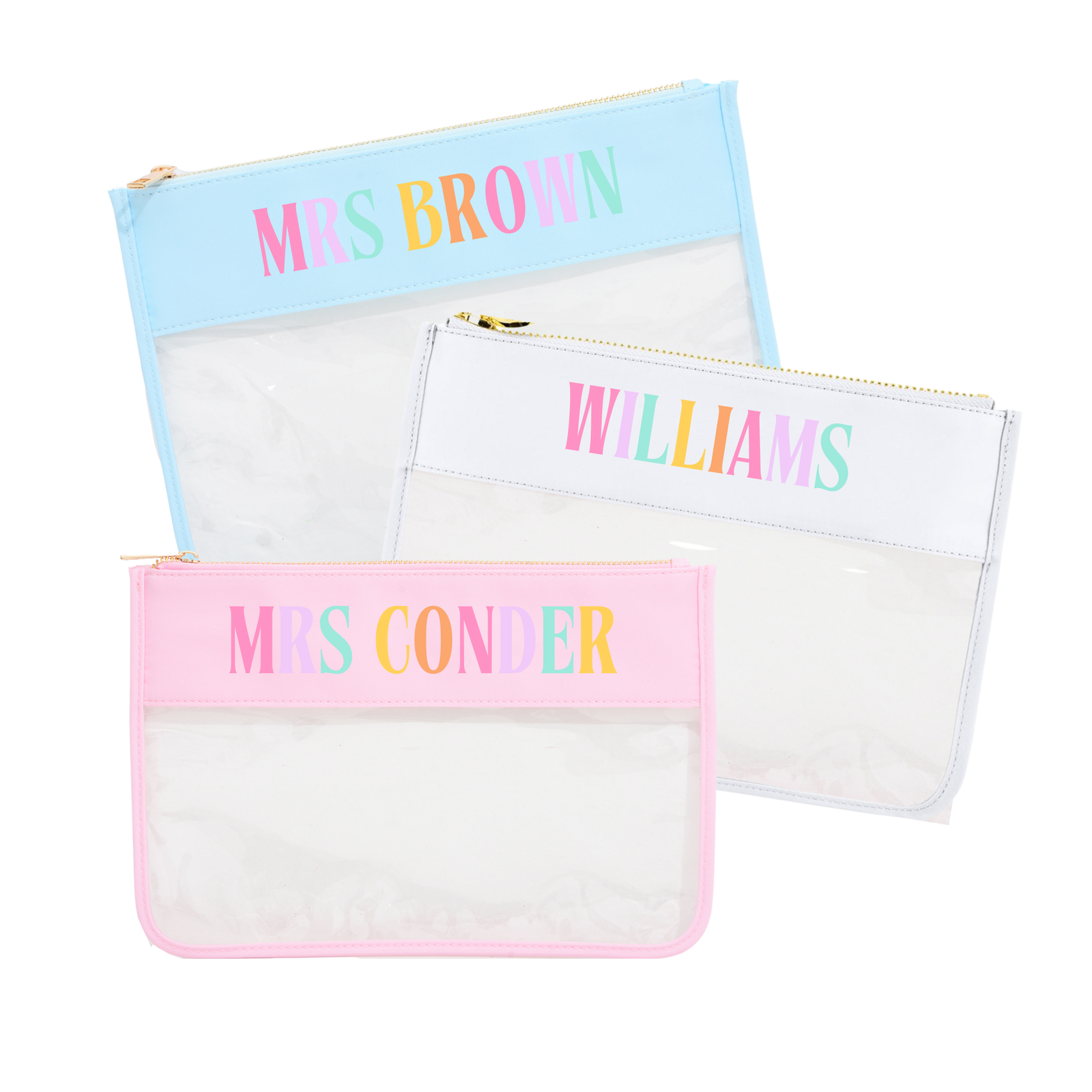 Embroidered Teacher Nylon Clear Pouch