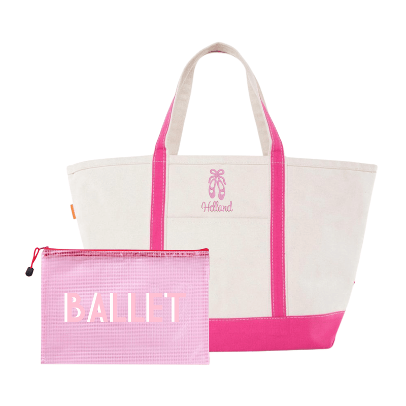 Ballet gift bundle with personalized tote and pouch set.