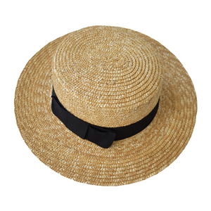 Boater Hat by Sprinkled With Pink, chic wide brim straw hat with optional personalized ribbon detail.