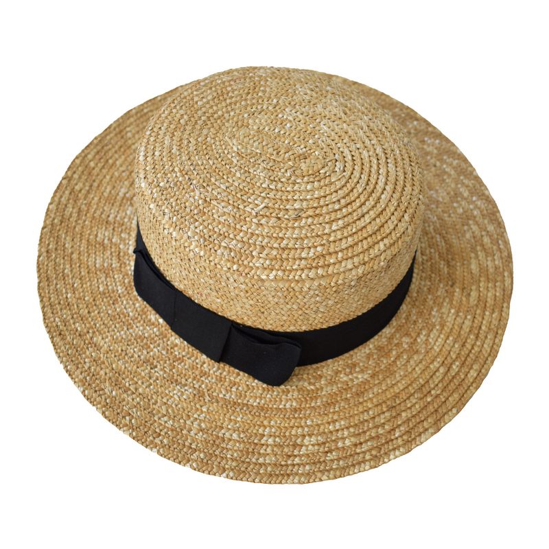 Boater Hat by Sprinkled With Pink, chic wide brim straw hat with optional personalized ribbon detail.