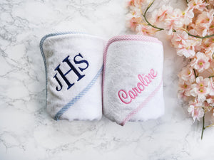 Checkered Trim Hooded Towel