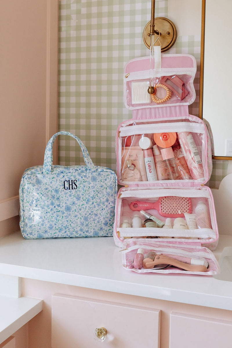 cute clear travel makeup bag Clear Coated Travel Set
