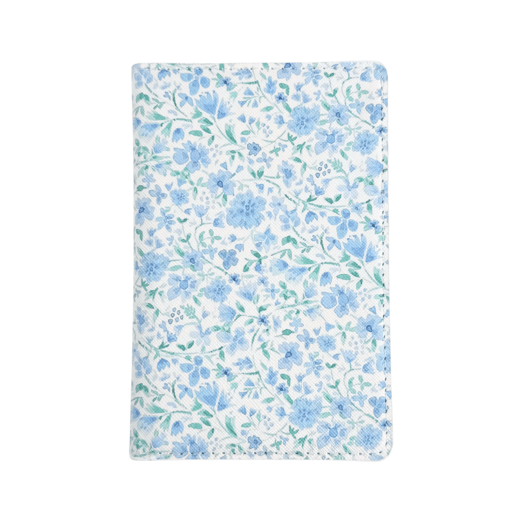 Light blue floral passport holder, unmonogrammed