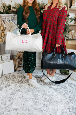 Monogrammed convertible garment duffel bag in neutral tones, travel gift by Sprinkled With Pink