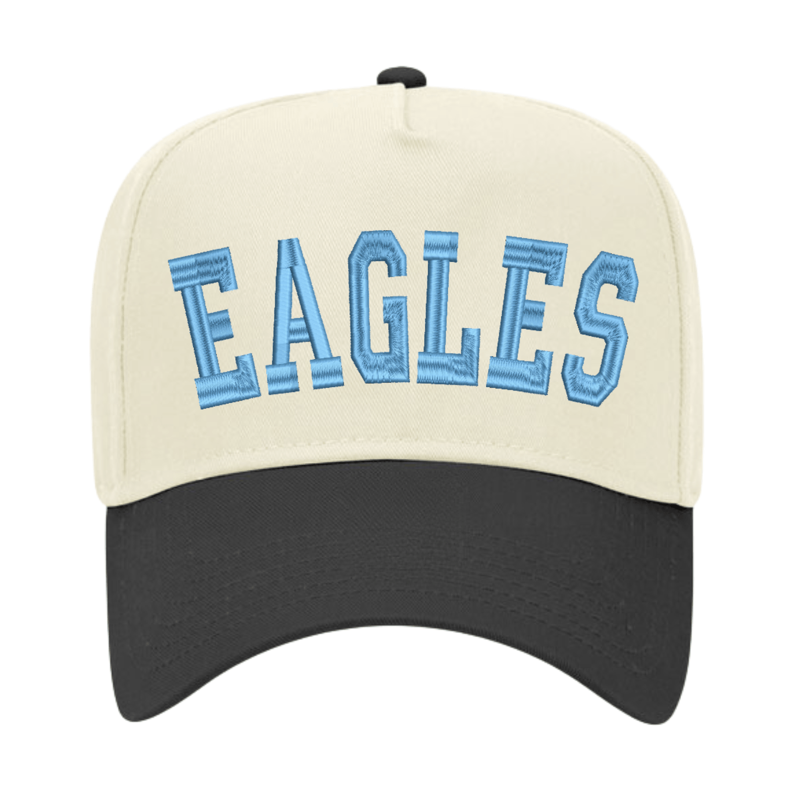 Custom collegiate vintage trucker hat with embroidered team name, personalized gameday hat