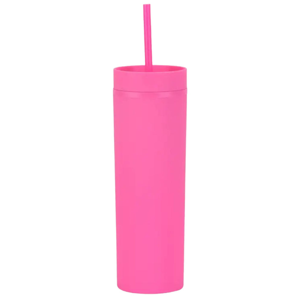 Personalized 16 oz pink matte tumbler with custom name personalization and smooth finish
