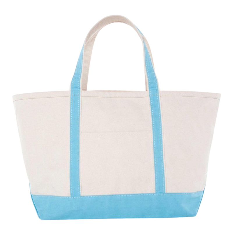 Light blue embroidered canvas tote bag chic and customizable accessory.
