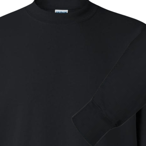 Black crewneck sweatshirt shown flat with ribbed collar and sleeve cuff ready for custom gameday embroidery.