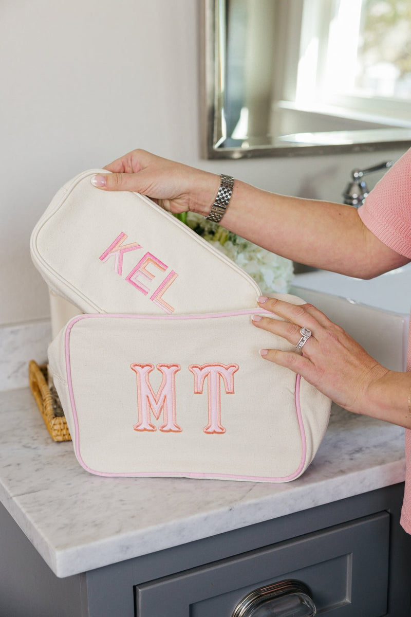 embroidered makeup travel bag Embroidered Canvas Pouch