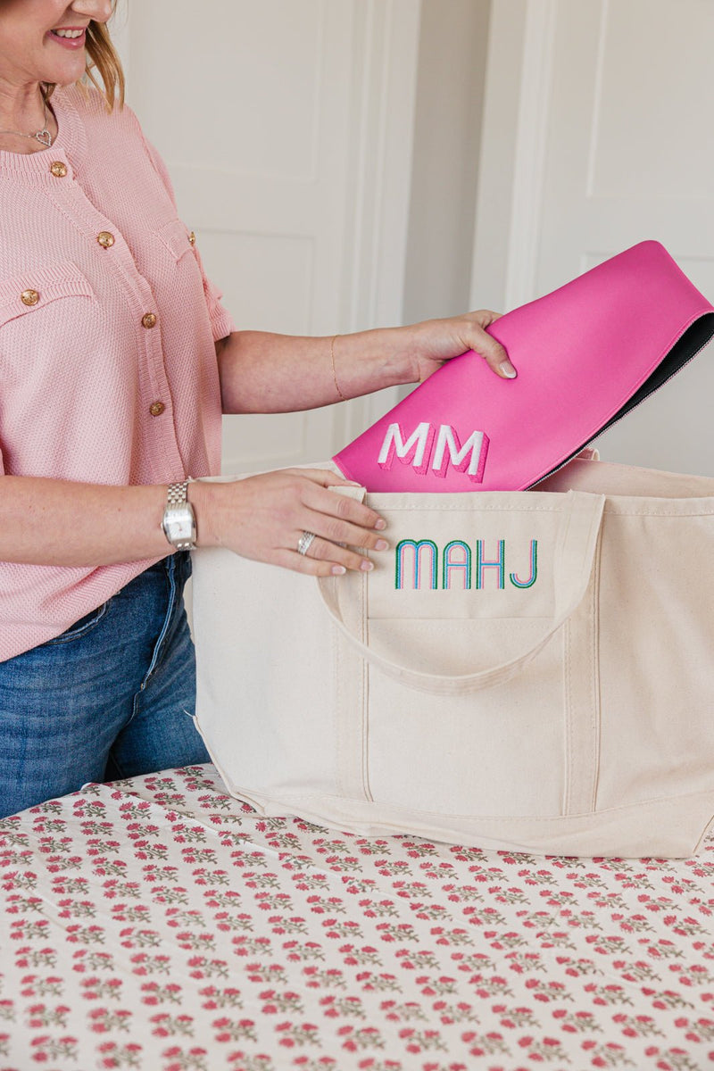 Personalized Mahjong canvas tote stylish and functional carryall gift.