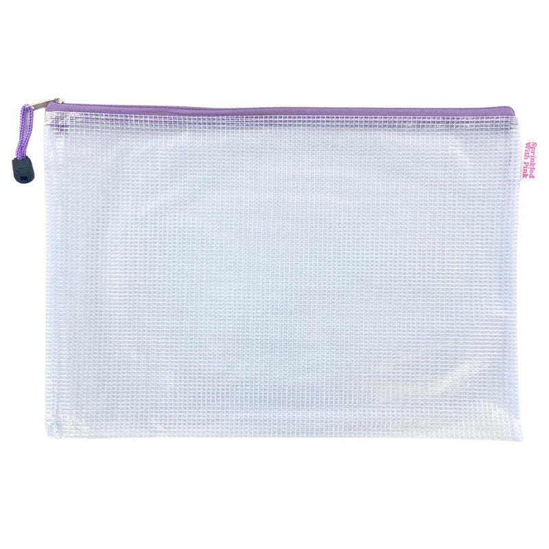 Mesh Beach Tote Bag With Zipper & Shell Bag – Large Pool Bag For Women, Pink Butterfly Print