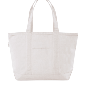 Natural canvas tote bag with matching handles, blank and unpersonalized.