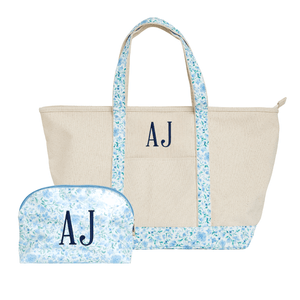 Floral Canvas Tote & Pouch Set