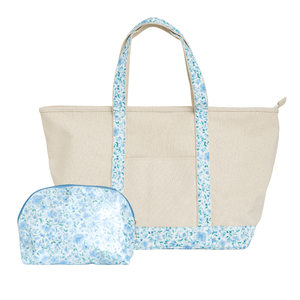 Floral Canvas Tote & Pouch Set