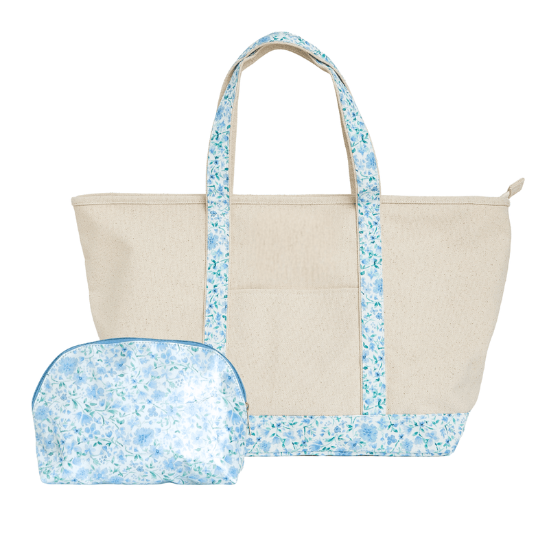 Floral Canvas Tote & Pouch Set