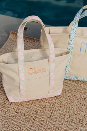 Floral Canvas Tote & Pouch Set