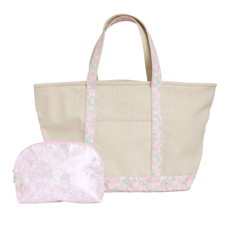 Floral Canvas Tote & Pouch Set