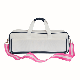 Mahjong Carryall - Navy Trim / Pink Strap
