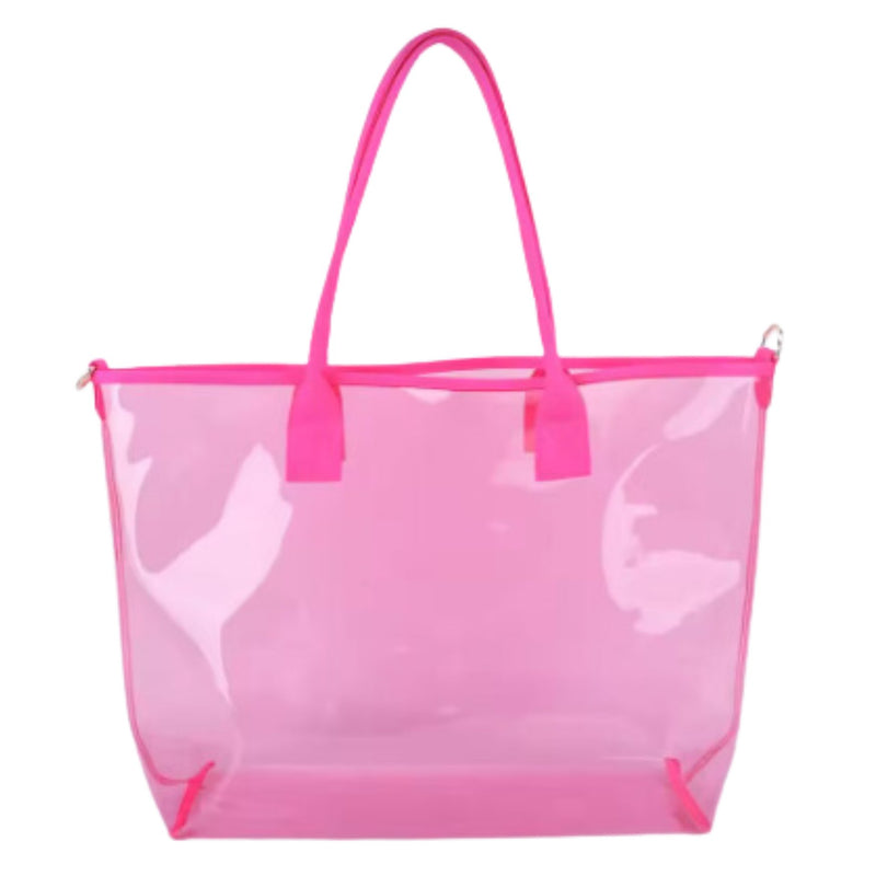 Clear Tote Bag Sprinkled With Pink