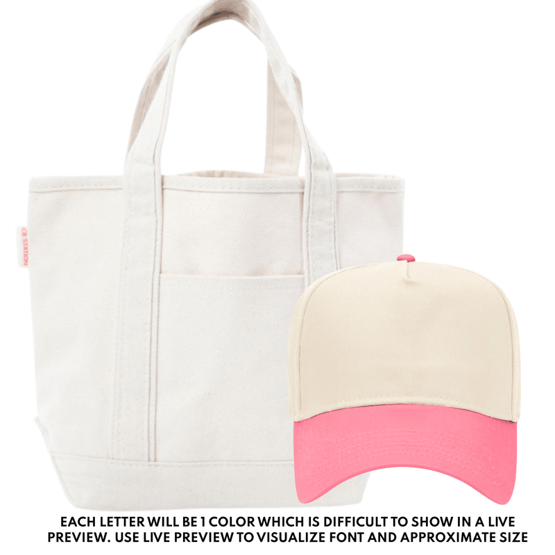 Teacher Tote & Hat Bundle – @PBANDJ4THGRADE x SWP: natural canvas tote with pocket and matching cream hat with pink brim