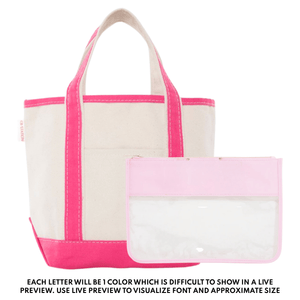 Teacher Tote & Pouch Bundle – @PBANDJ4THGRADE x SWP: natural canvas tote with hot-pink trim and clear nylon pouch with pastel-pink trim
