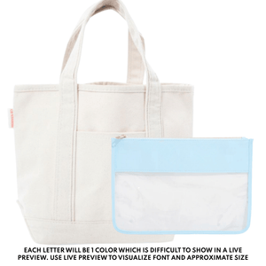 Teacher Tote & Pouch Bundle – @PBANDJ4THGRADE x SWP: natural canvas tote with front pocket and clear nylon pouch with baby-blue trim